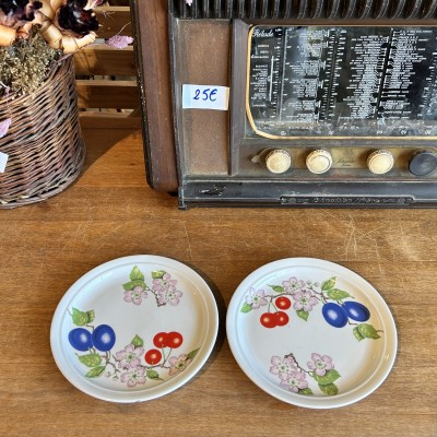 Image du produit Assiettes vintage décor fruits et fleurs